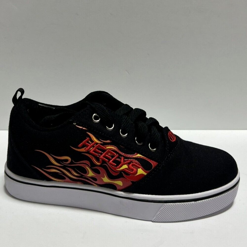 Heelys Black Sneakers with Red and Yellow Flame Design